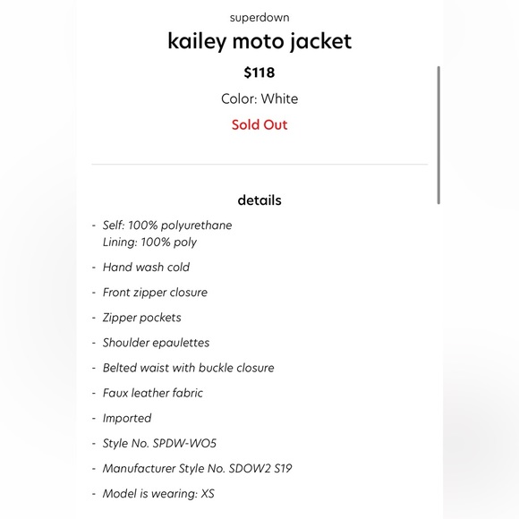 Superdown - Kailey Moto Jacket (white) XS - Picture 4 of 4